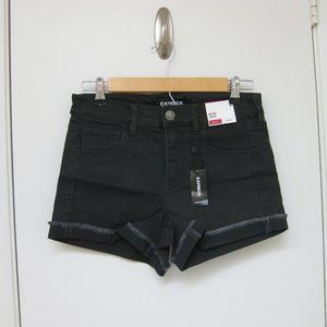 NWT Express black denim frayed hem shorts 2